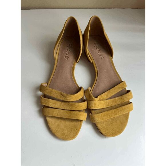 Madewell the Leia Sandal Mustard Yellow Suede Slip On Size 8 - Picture 3 of 5